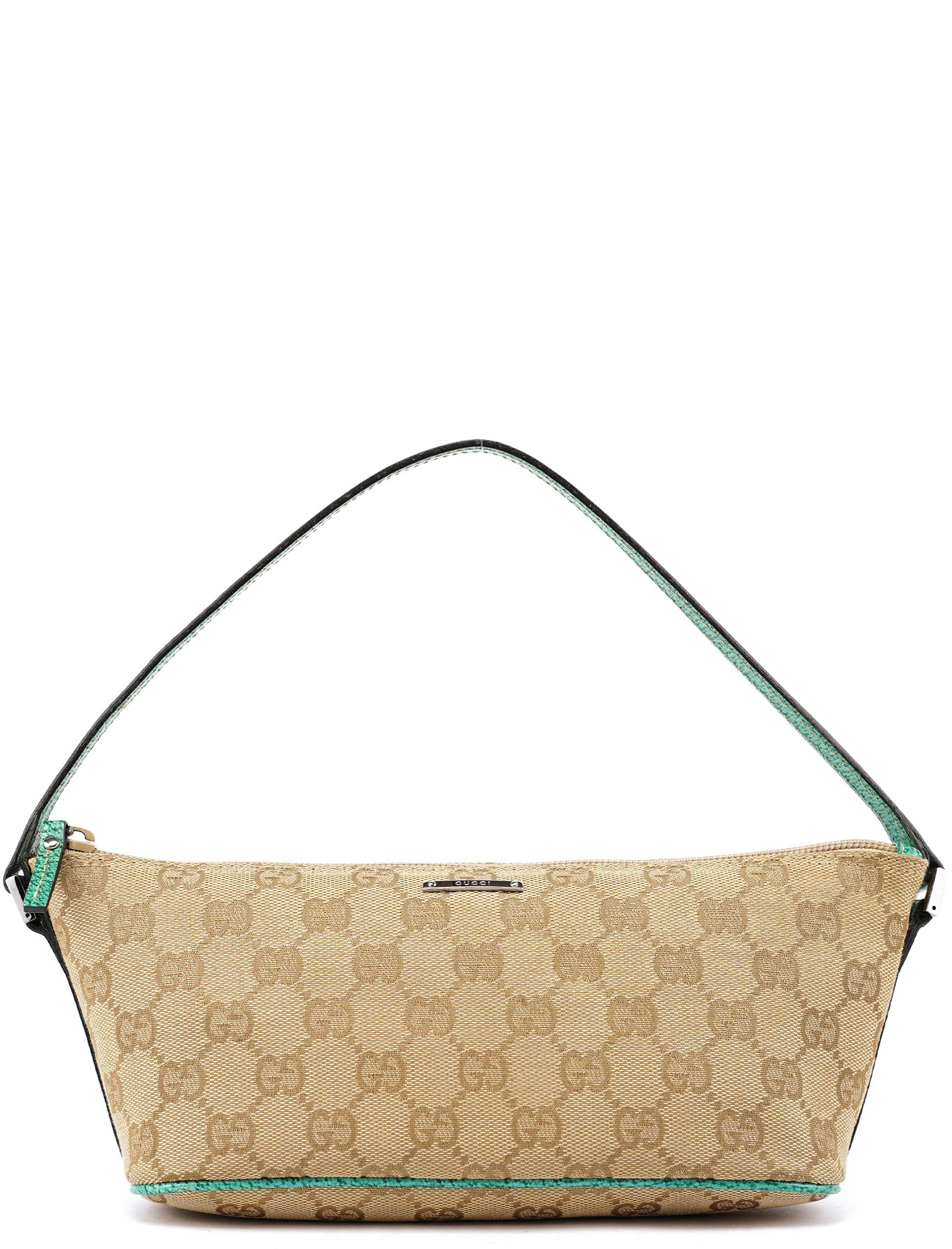 Gucci 07198 Beige Turquoise GG Boat Pochette