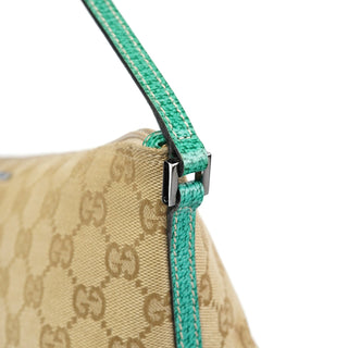 Gucci 07198 Beige Turquoise GG Boat Pochette