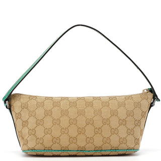 Gucci 07198 Beige Turquoise GG Boat Pochette