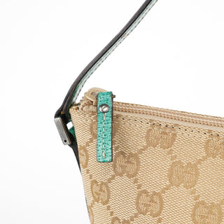 Gucci 07198 Beige Turquoise GG Boat Pochette