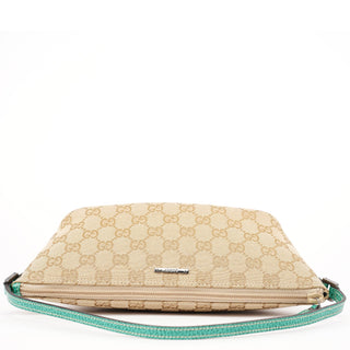 Gucci 07198 Beige Turquoise GG Boat Pochette