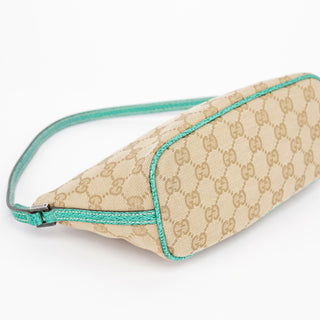Gucci 07198 Beige Turquoise GG Boat Pochette