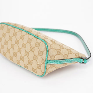 Gucci 07198 Beige Turquoise GG Boat Pochette