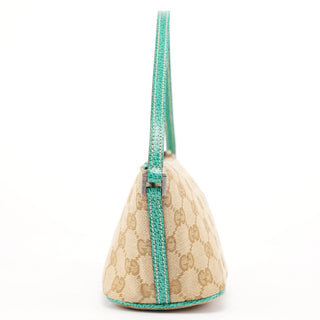 Gucci 07198 Beige Turquoise GG Boat Pochette