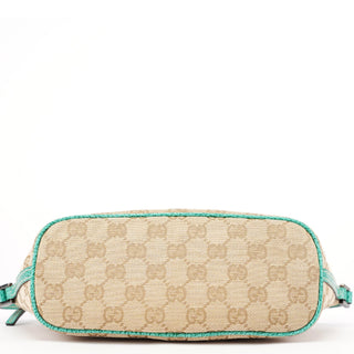 Gucci 07198 Beige Turquoise GG Boat Pochette