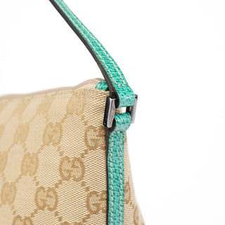 Gucci 07198 Beige Turquoise GG Boat Pochette