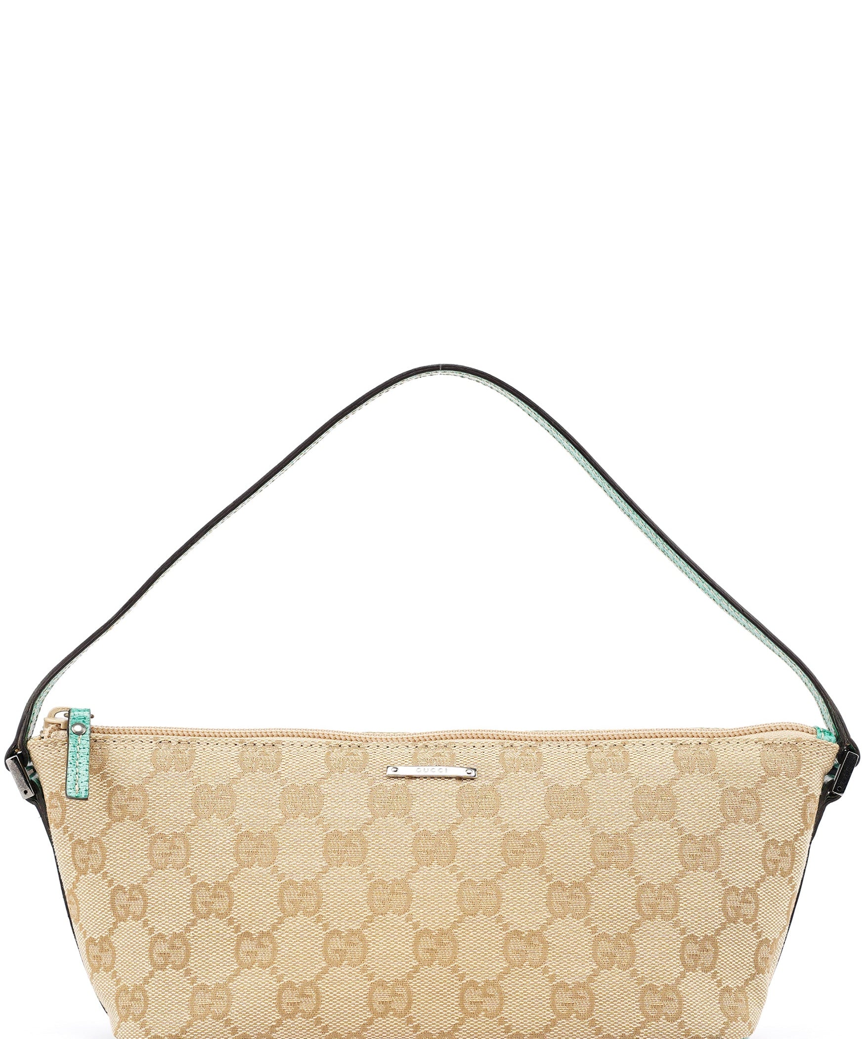 Gucci 07198 Beige Turquoise GG Boat Pochette