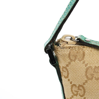 Gucci 07198 Beige Turquoise GG Boat Pochette