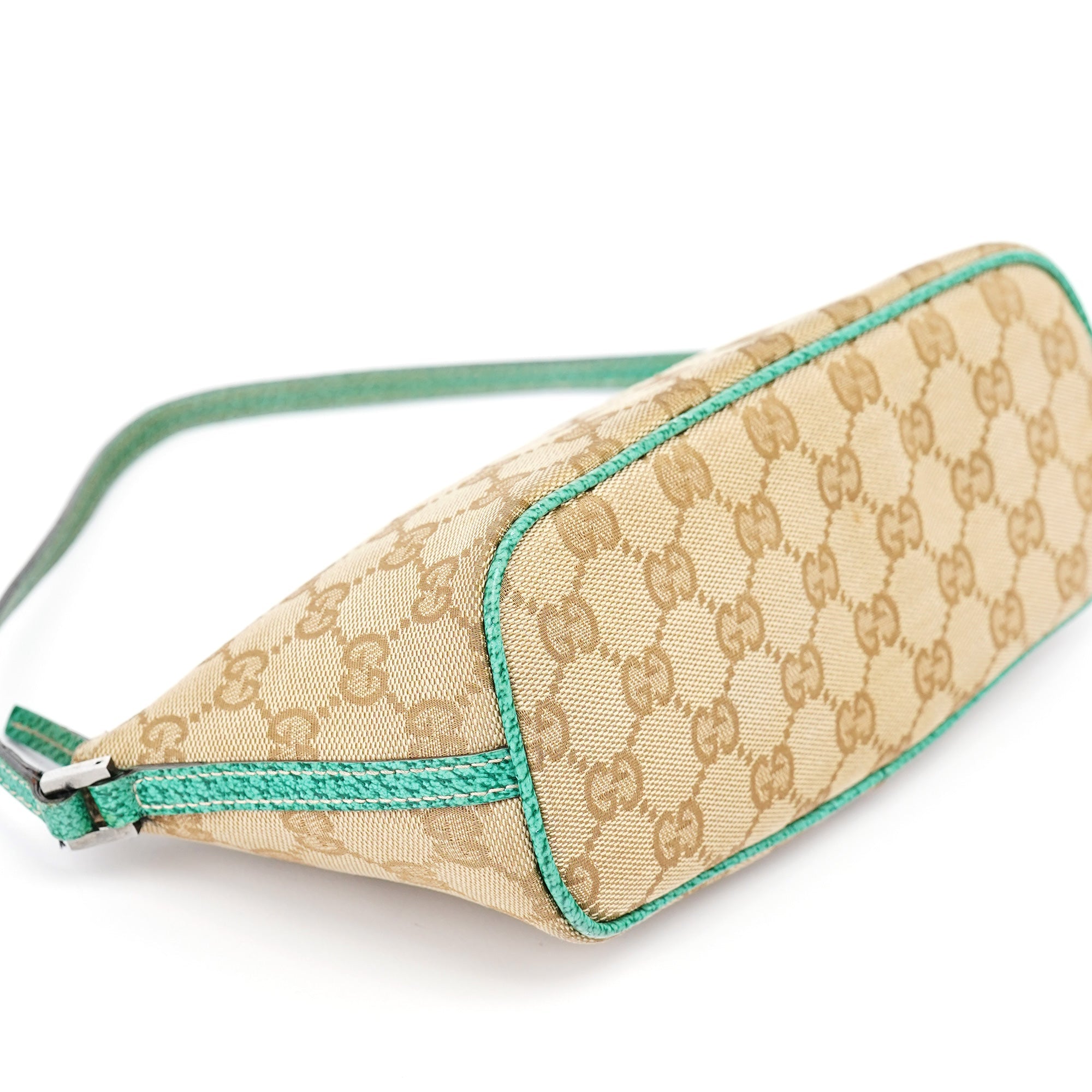 Gucci 07198 Beige Turquoise GG Boat Pochette