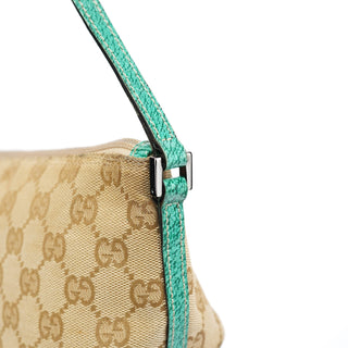 Gucci 07198 Beige Turquoise GG Boat Pochette