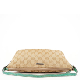 Gucci 07198 Beige Turquoise GG Boat Pochette