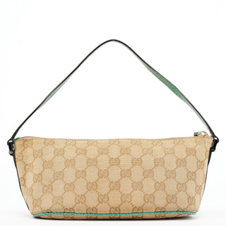 Gucci 07198 Beige Turquoise GG Boat Pochette