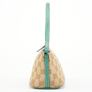 Gucci 07198 Beige Turquoise GG Boat Pochette