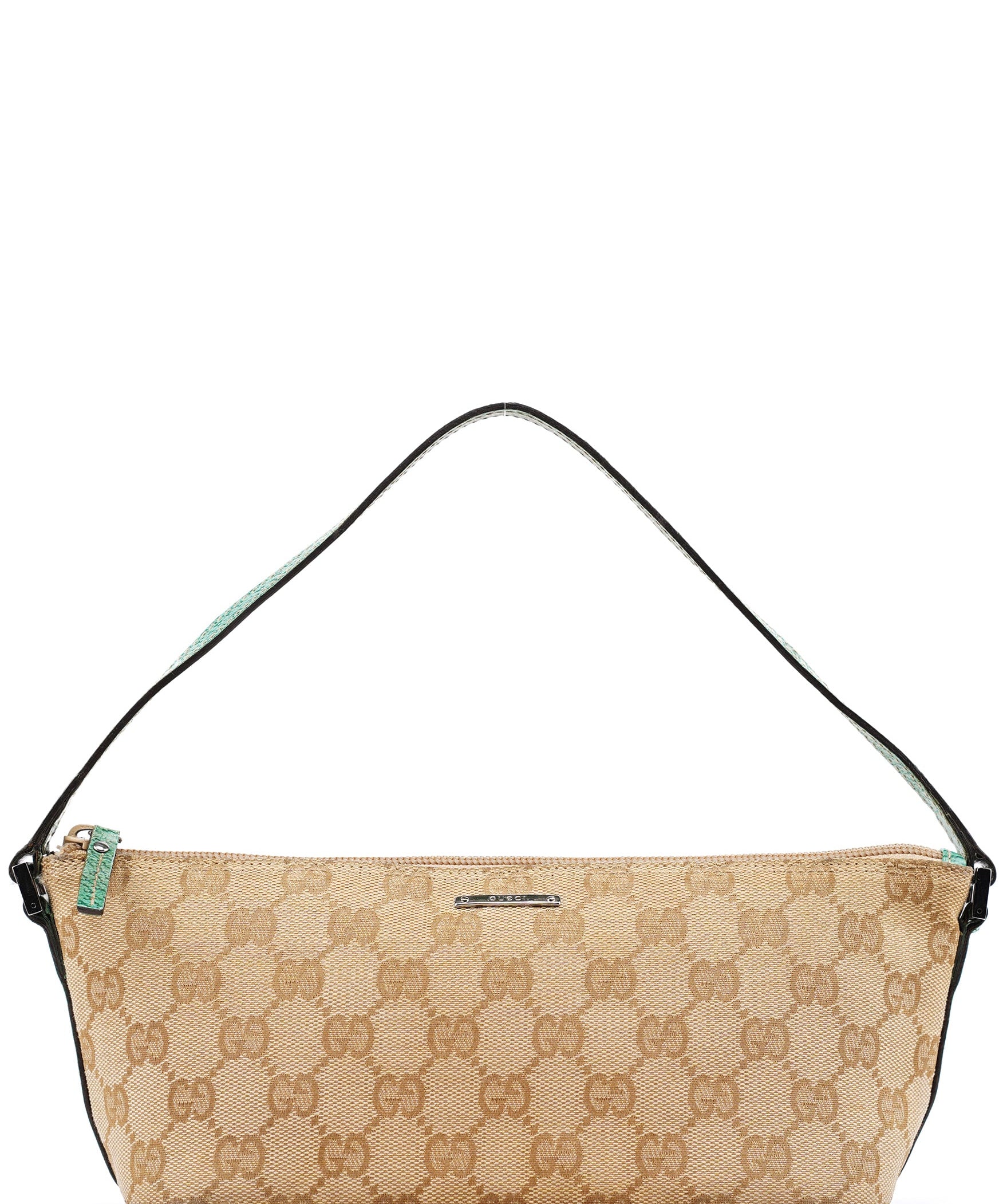 Gucci 07198 Beige Turquoise GG Boat Pochette