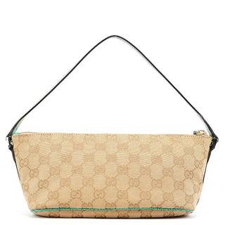 Gucci 07198 Beige Turquoise GG Boat Pochette