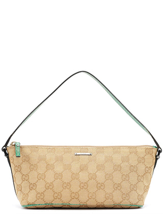 Gucci 07198 Beige Turquoise GG Boat Pochette