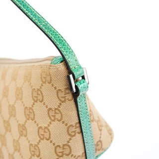 Gucci 07198 Beige Turquoise GG Boat Pochette