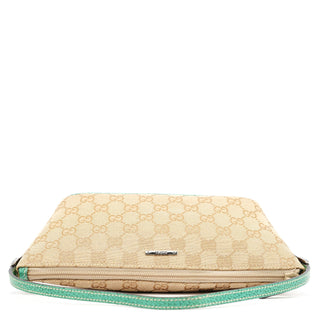 Gucci 07198 Beige Turquoise GG Boat Pochette