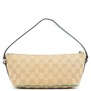 Gucci 07198 Beige Turquoise GG Boat Pochette