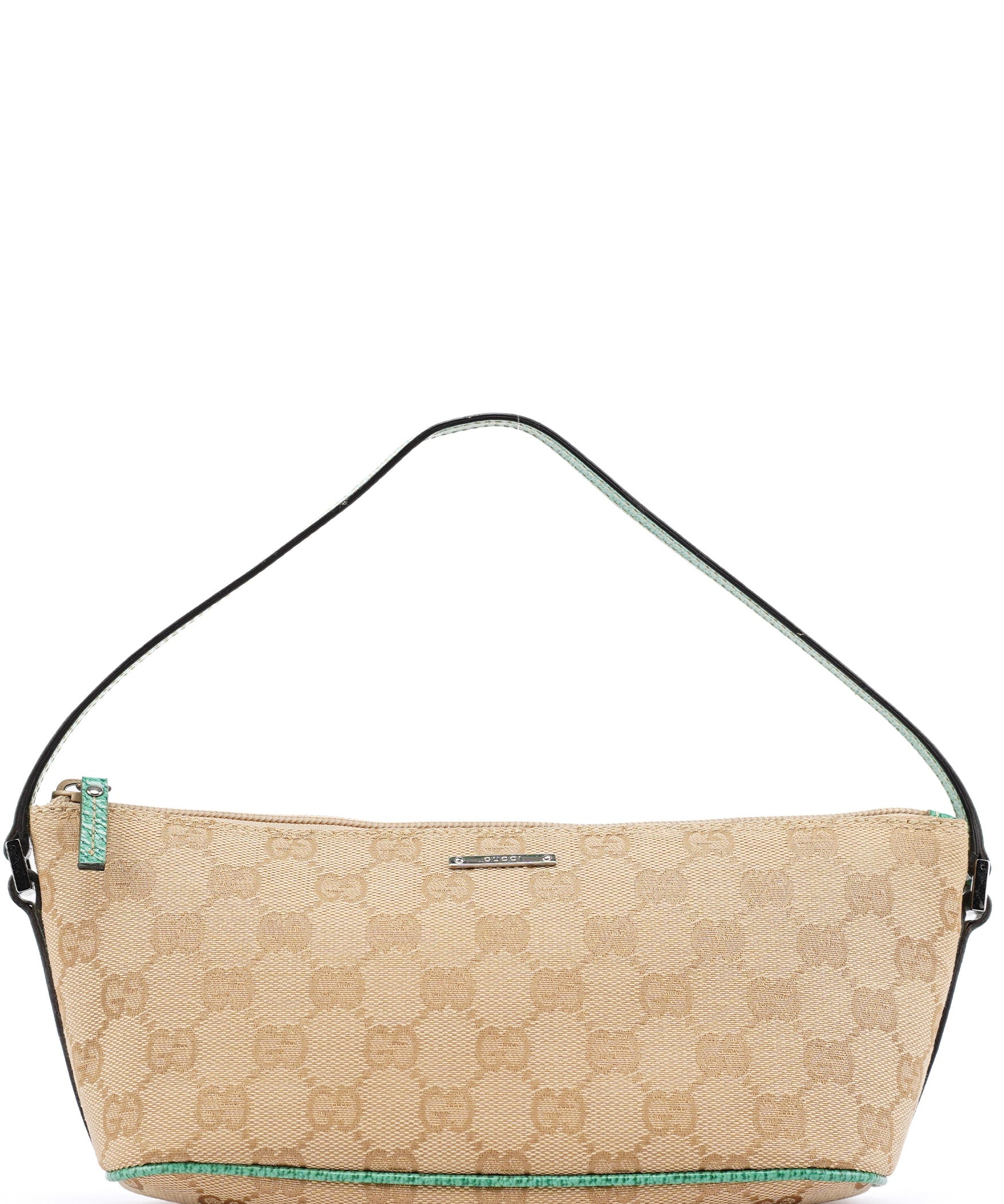 Gucci 07198 Beige Turquoise GG Boat Pochette