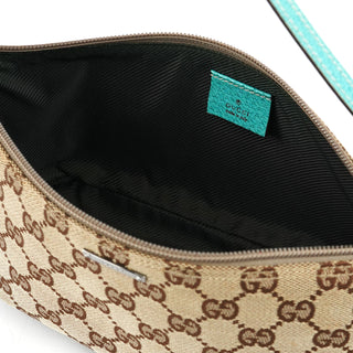 Gucci 07198 Beige Turquoise GG Boat Pochette