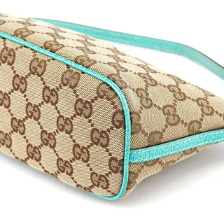 Gucci 07198 Beige Turquoise GG Boat Pochette