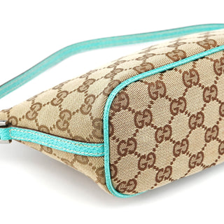 Gucci 07198 Beige Turquoise GG Boat Pochette
