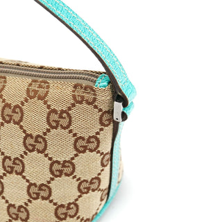 Gucci 07198 Beige Turquoise GG Boat Pochette