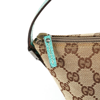 Gucci 07198 Beige Turquoise GG Boat Pochette
