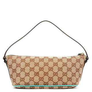 Gucci 07198 Beige Turquoise GG Boat Pochette