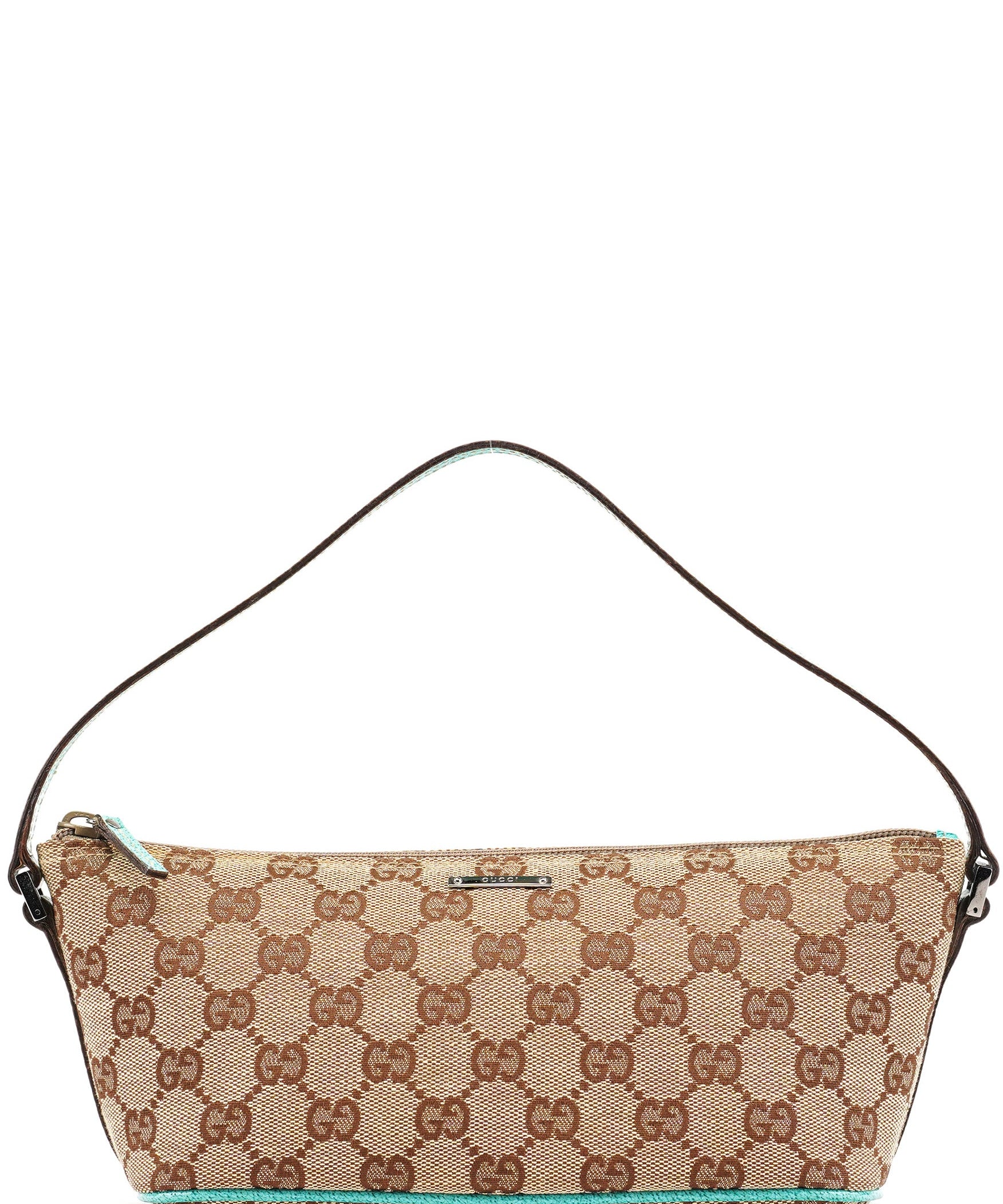 Gucci 07198 Beige Turquoise GG Boat Pochette