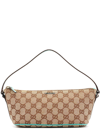 Gucci 07198 Beige Turquoise GG Boat Pochette