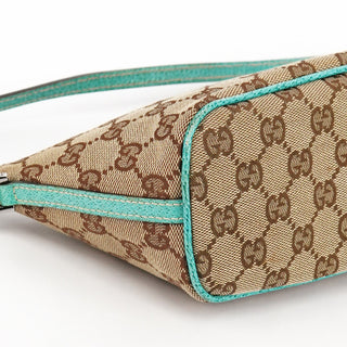 Gucci 07198 Beige Turquoise GG Boat Pochette