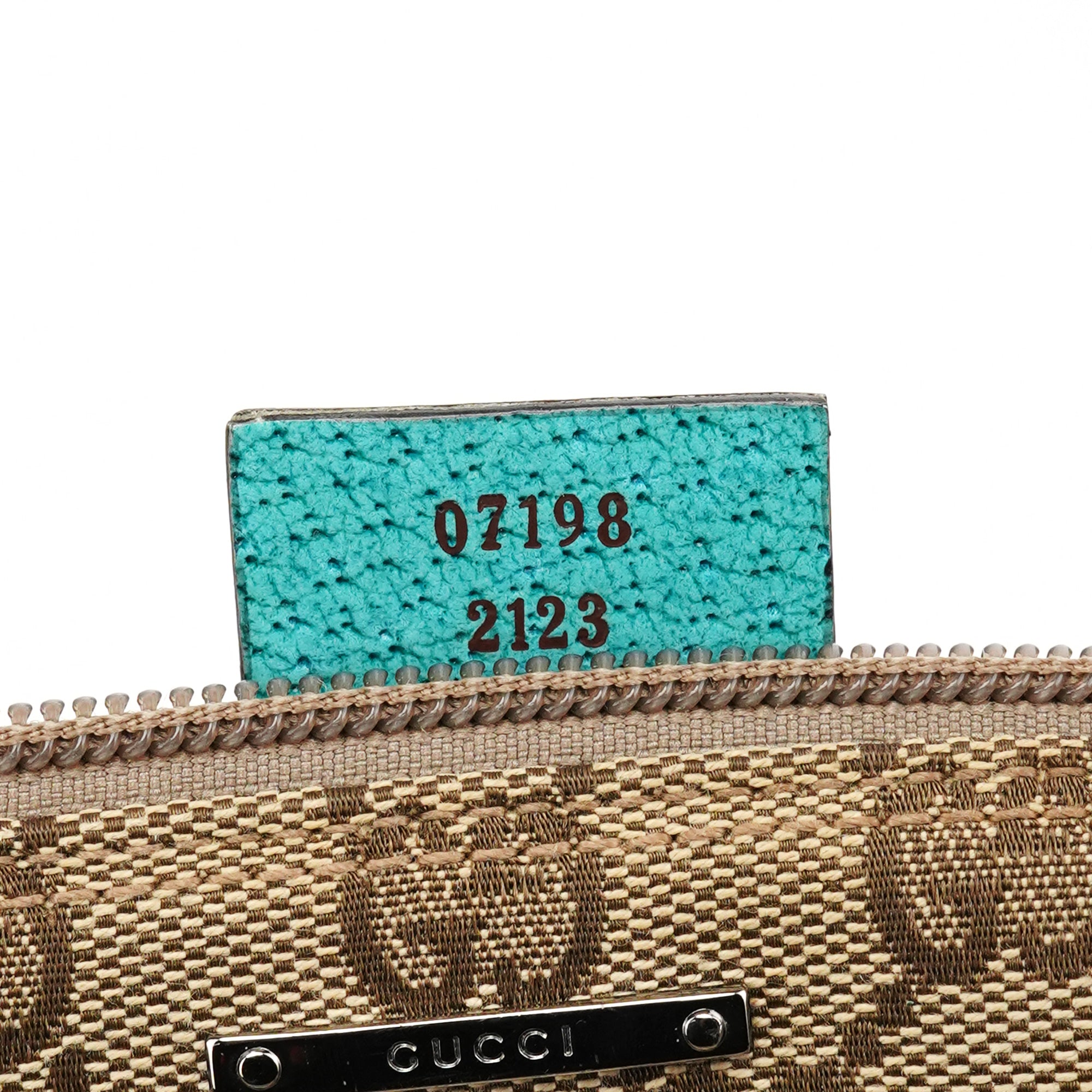 Gucci 07198 Beige Turquoise GG Boat Pochette