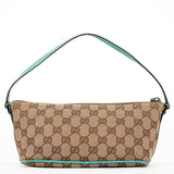 Gucci 07198 Beige Turquoise GG Boat Pochette