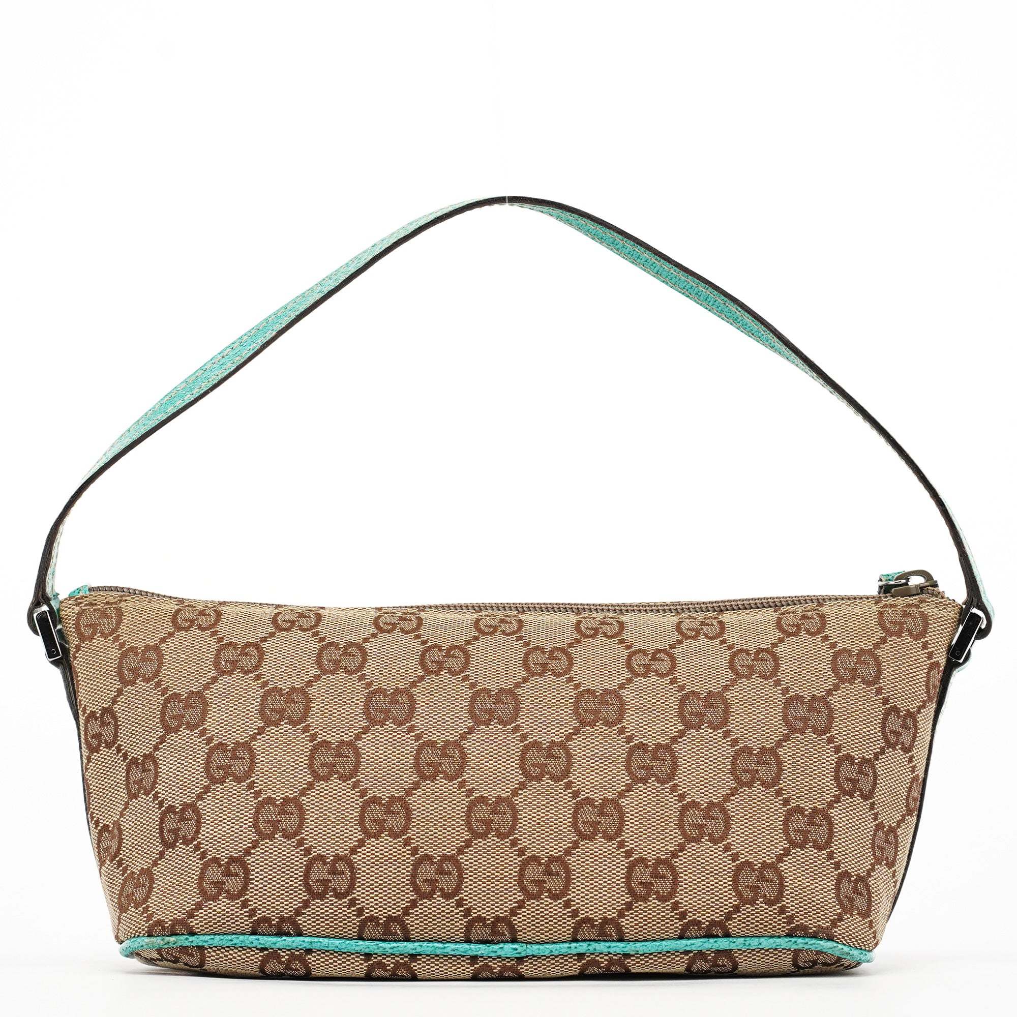Gucci 07198 Beige Turquoise GG Boat Pochette