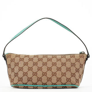 Gucci 07198 Beige Turquoise GG Boat Pochette