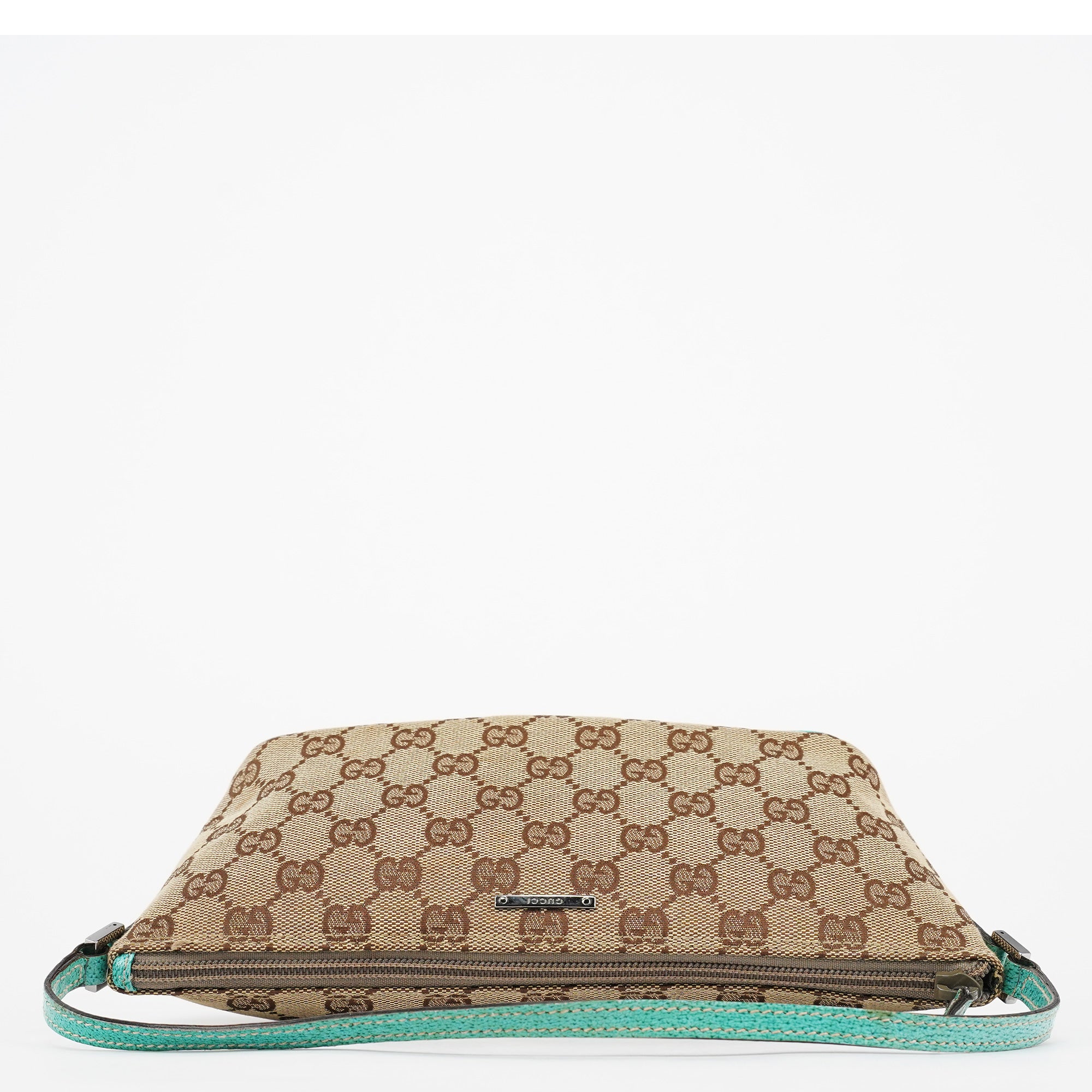 Gucci 07198 Beige Turquoise GG Boat Pochette