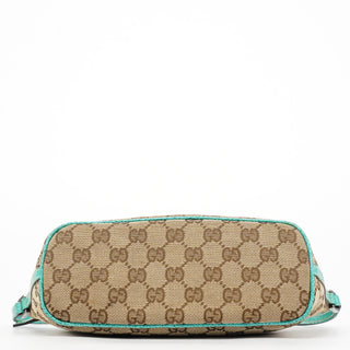 Gucci 07198 Beige Turquoise GG Boat Pochette