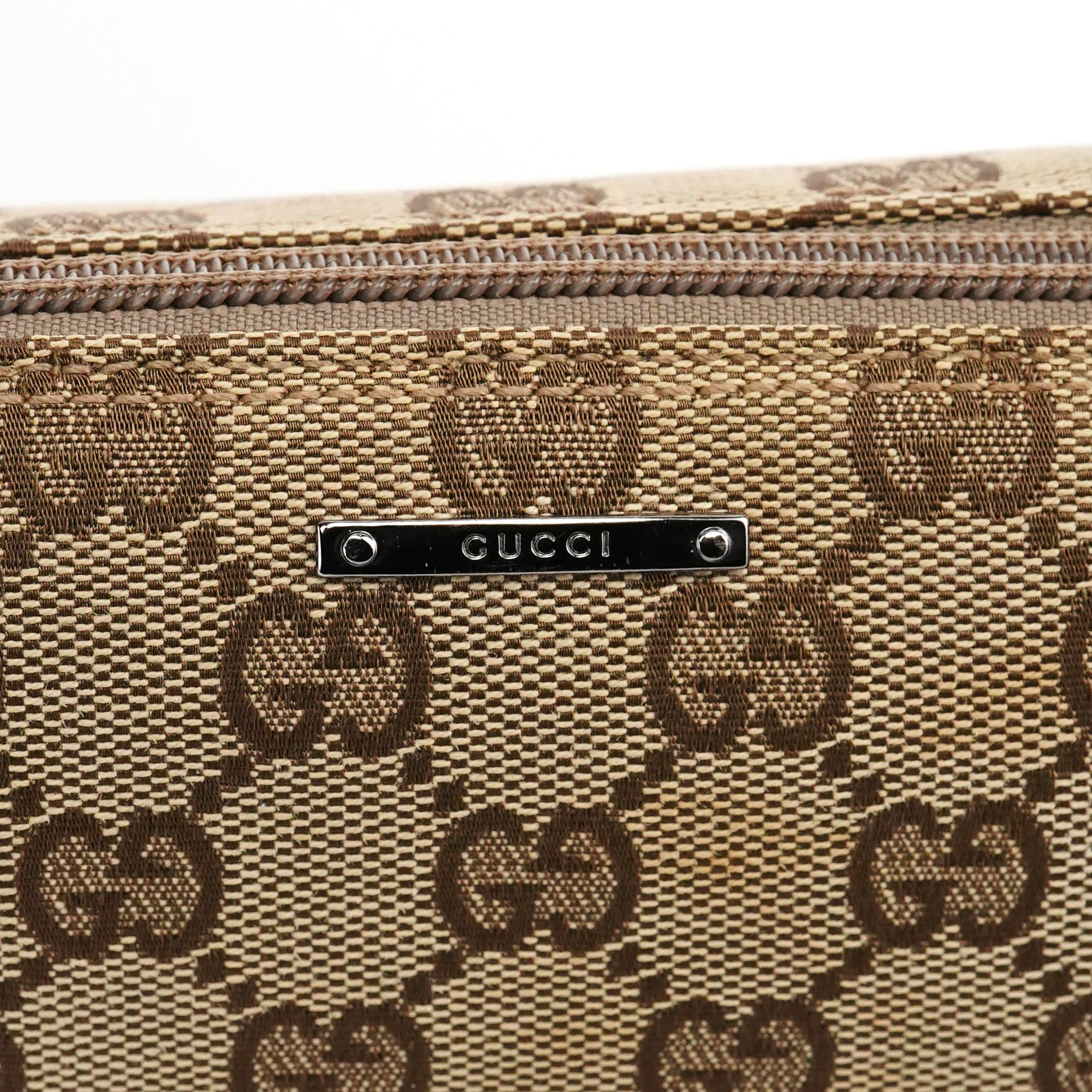 Gucci 07198 Beige Turquoise GG Boat Pochette