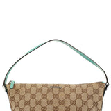 Gucci 07198 Beige Turquoise GG Boat Pochette