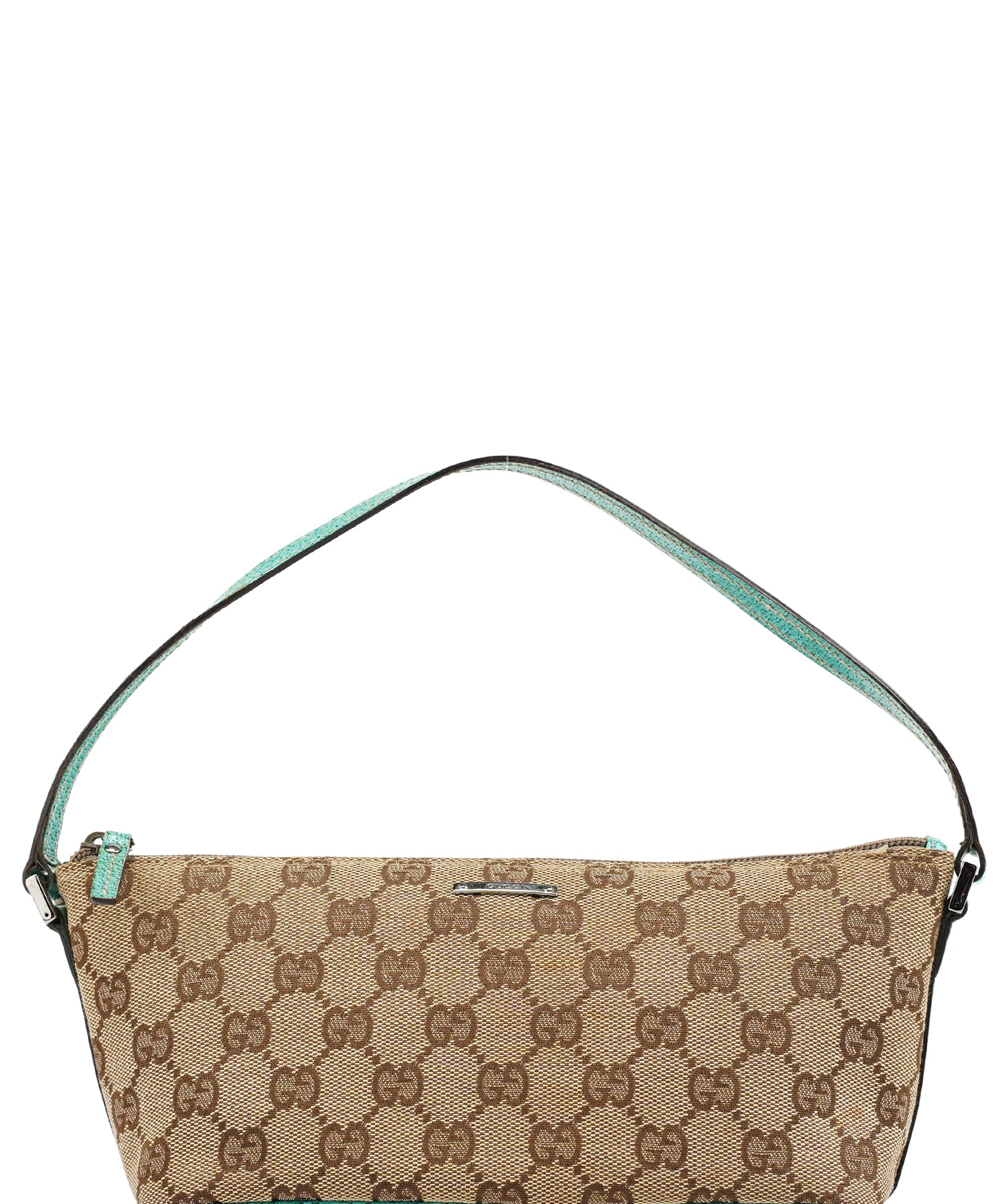 Gucci 07198 Beige Turquoise GG Boat Pochette
