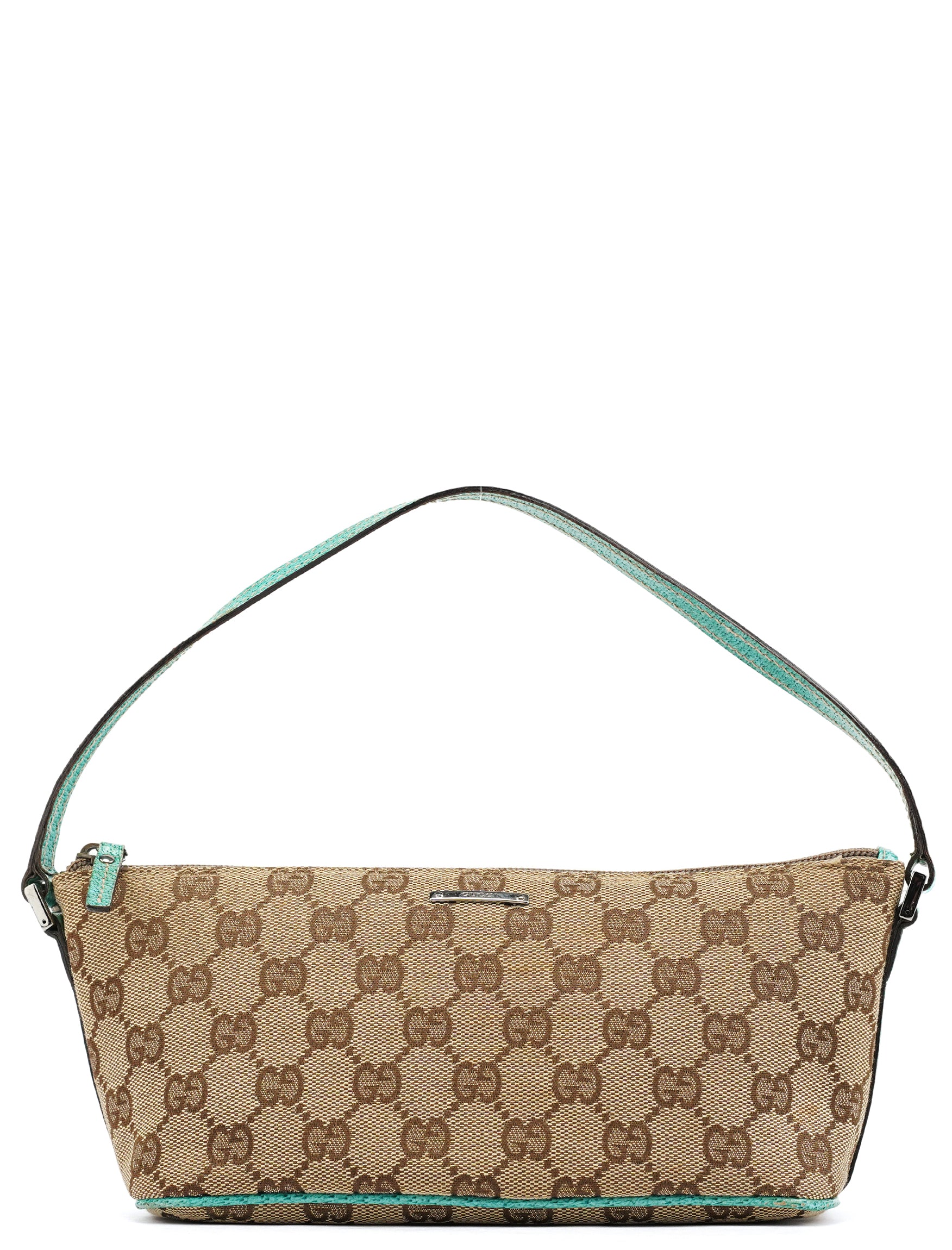 Gucci 07198 Beige Turquoise GG Boat Pochette
