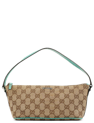 Gucci 07198 Beige Turquoise GG Boat Pochette
