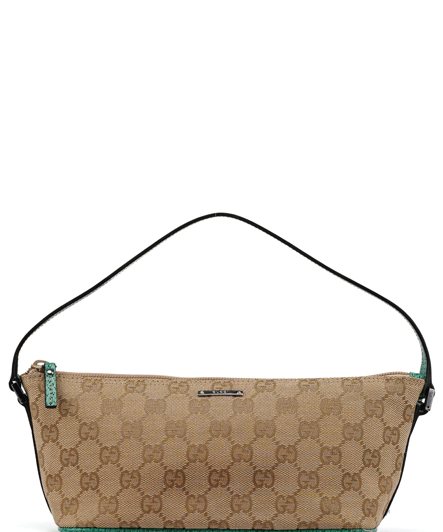 Gucci 07198 Beige Turquoise GG Boat Pochette