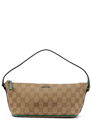 Gucci 07198 Beige Turquoise GG Boat Pochette