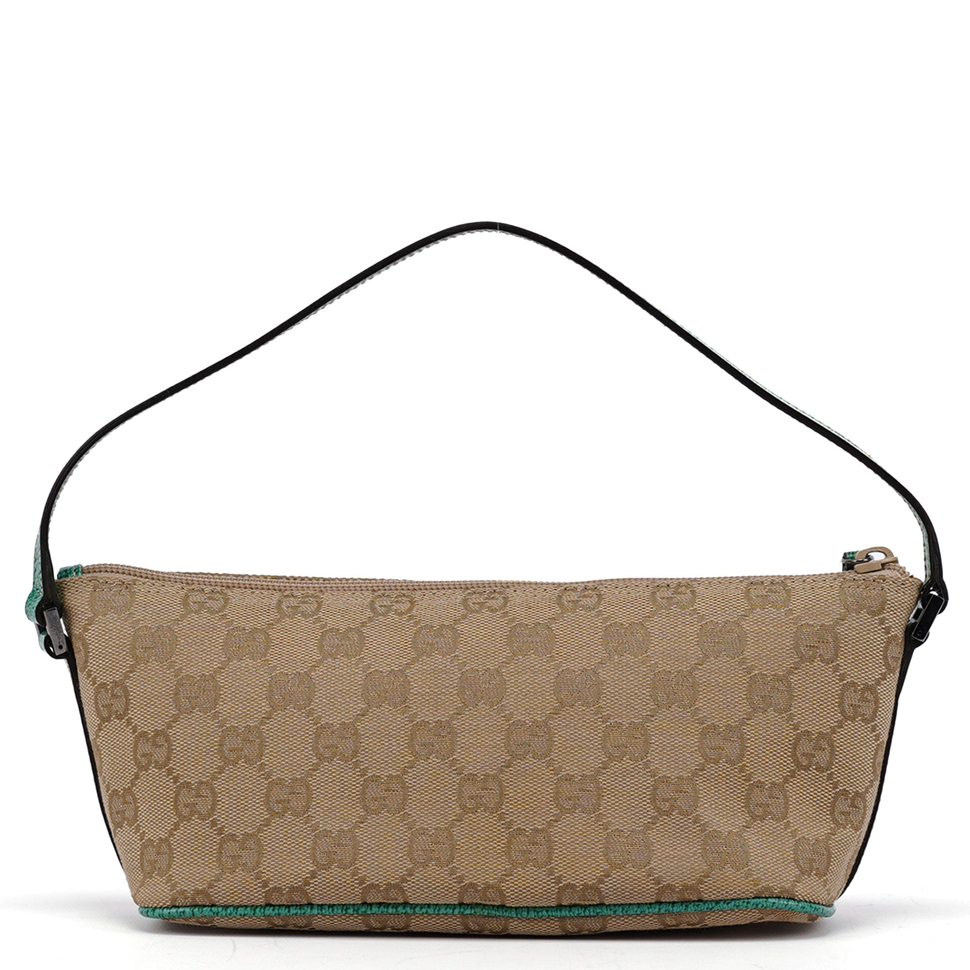 Gucci 07198 Beige Turquoise GG Boat Pochette