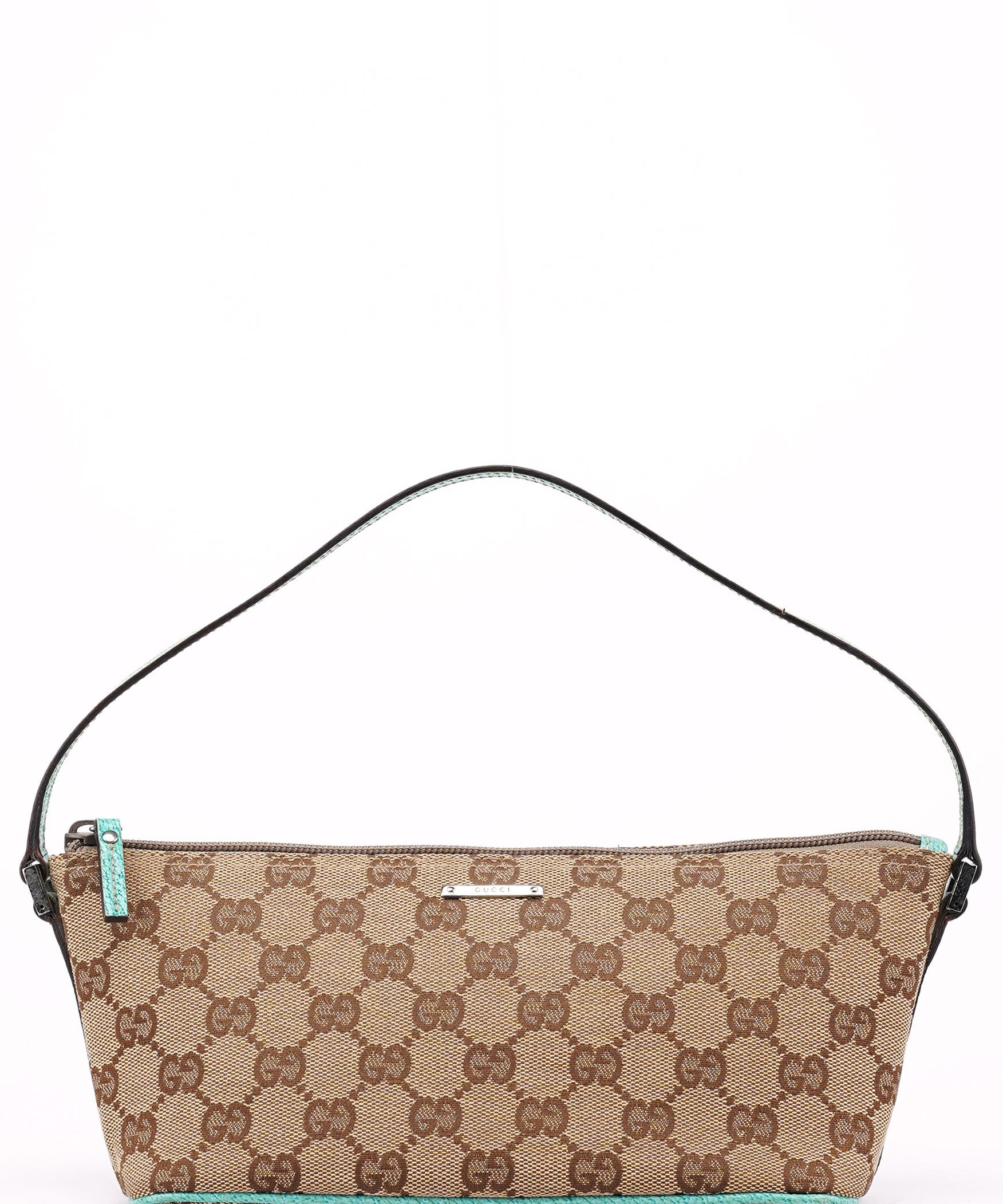 Gucci 07198 Beige Turquoise GG Boat Pochette