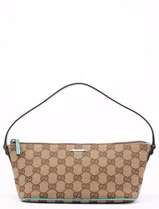 Gucci 07198 Beige Turquoise GG Boat Pochette