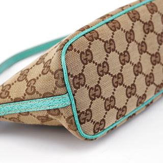 Gucci 07198 Beige Turquoise GG Boat Pochette